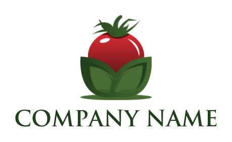 generate a food logo 3D tomato with leaves