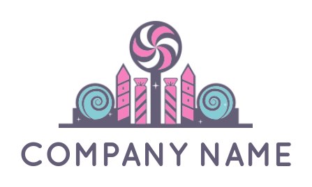 create a food logo a abstract city in candies