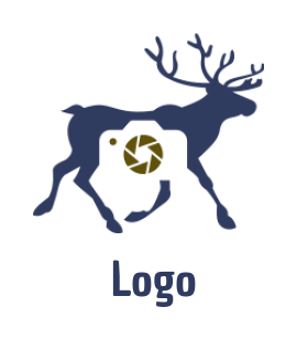 make an animal logo a deer with negative space camera