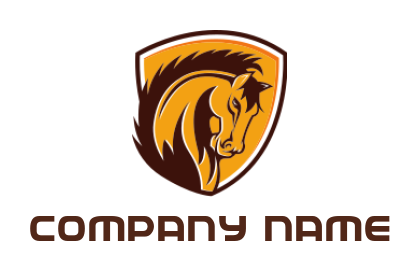 Design a logo of a horse in shield