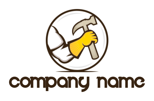 handyman logo icon a line art hand holding hammer inside circle