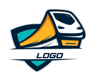 transportation logo train coming from in shield 