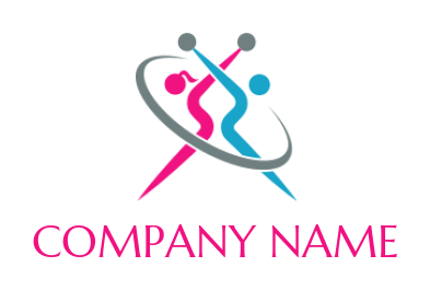 make a fitness logo abstract acrobat fitness man and woman 