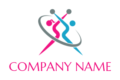 make a fitness logo abstract acrobat fitness man and woman 