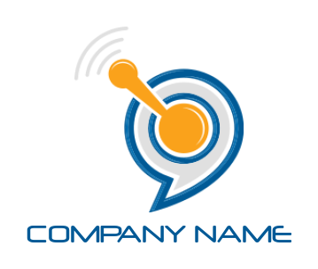 communication logo maker abstract antenna in speech bubble