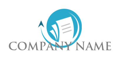 Abstract arrow with pages tax logo