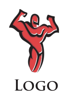 make a fitness logo abstract body builder