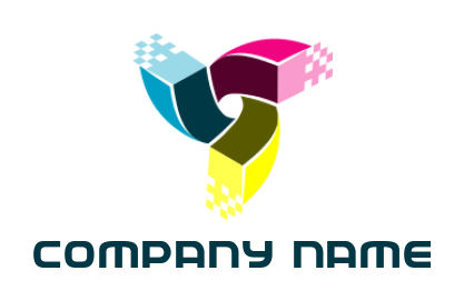 IT logo online of an abstract boxes with pixels