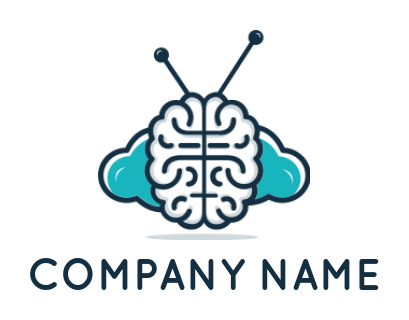 create an advertising logo abstract brain merged with cloud and antenna - logodesign.net