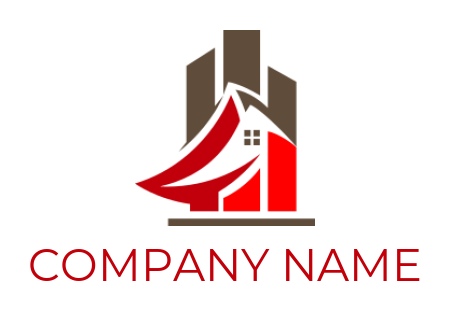 real estate logo template abstract buildings and house with gable roof