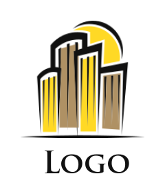 real estate logo icon abstract buildings and sun - logodesign.net