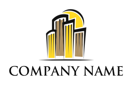 real estate logo icon abstract buildings and sun - logodesign.net