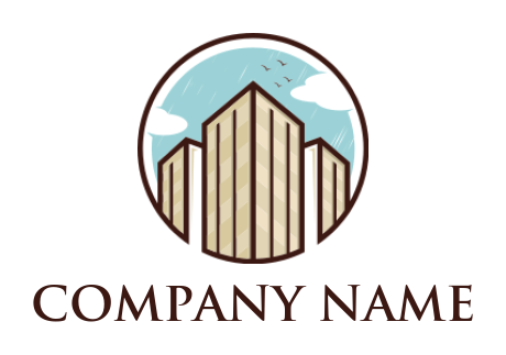 real estate logo buildings with clouds in circle