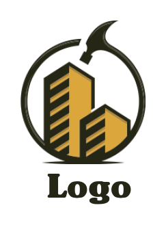 abstract buildings with hammer idea