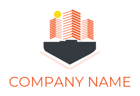 design a real estate logo abstract buildings with sun forming shield 
