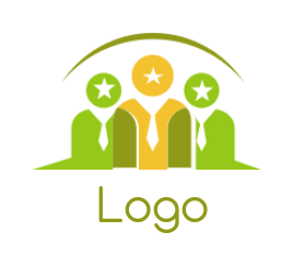 HR logo abstract business people with tie and stars 