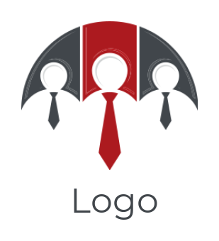 abstract businessmen with tie forming umbrella  