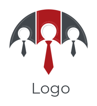 HR logo abstract person with tie form umbrella