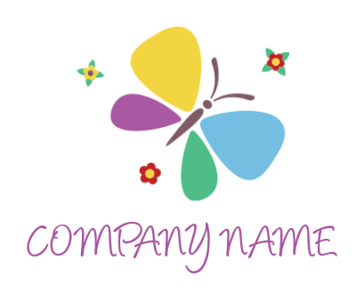 arts logo abstract butterfly with the flowers