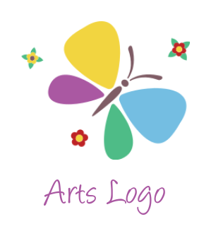 arts logo abstract butterfly with the flowers