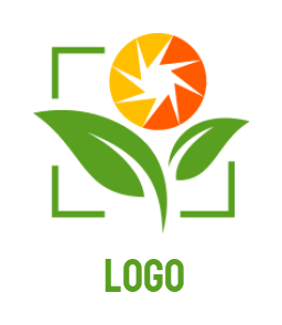 photography logo online abstract camera lens with leaves