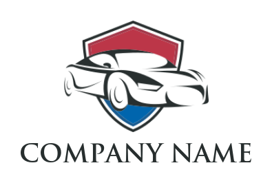 auto logo maker abstract car in shield