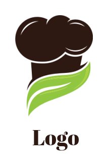 restaurant logo of abstract chef cap with leaf