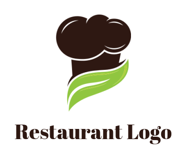 restaurant logo of abstract chef cap with leaf
