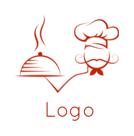 restaurant logo of abstract chef holding cloche