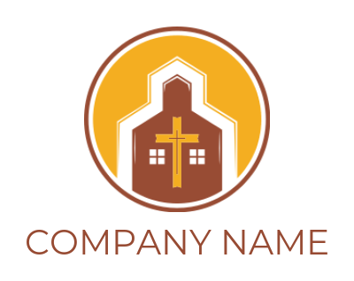religious logo church with cross logo in circle