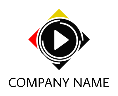 media logo template abstract circles around play icon in square