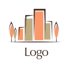 real estate logo maker abstract city buildings and trees