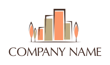 real estate logo maker abstract city buildings and trees