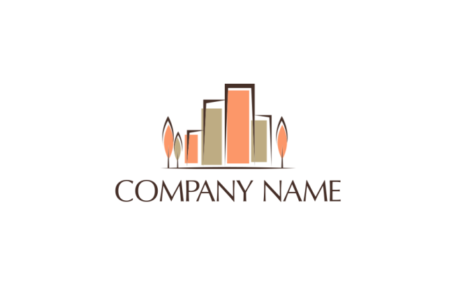 real estate logo maker abstract city buildings and trees