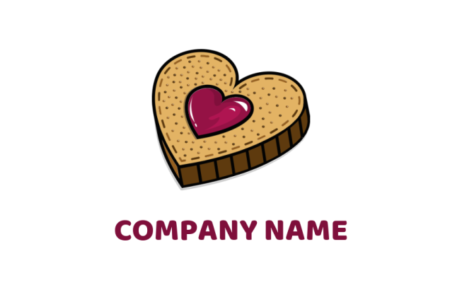 food logo image abstract cookie in heart shape