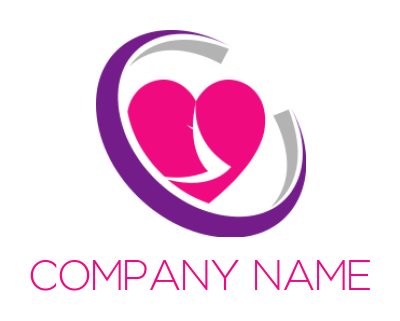 create a dating logo abstract couple forming heart with swoosh around