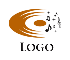 music logo icon abstract disk jockey with musical notes - logodesign.net