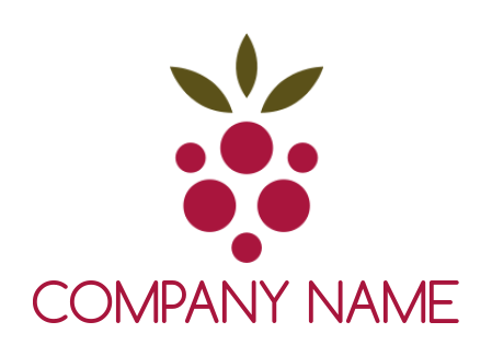 food logo abstract dot grapes with leaves
