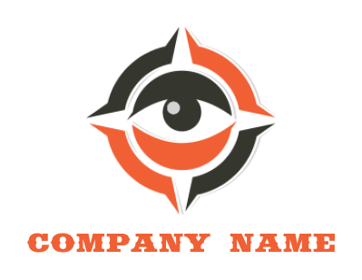 generate a security logo of eye inside compass 