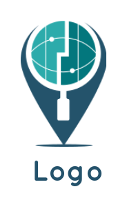 employment logo maker abstract faces in magnifying glass in location pin