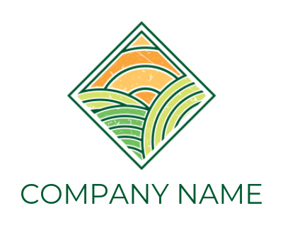 landscape logo fields with sun in rhombus shape 