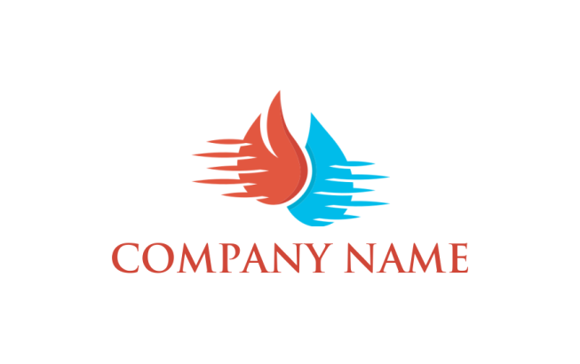 abstract logo of fire and water drop shape hvac