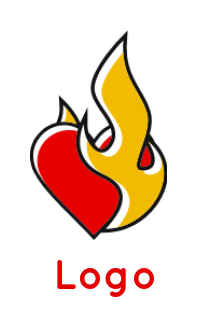generate a dating logo abstract fire on heart - logodesign.net