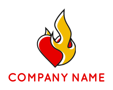 generate a dating logo abstract fire on heart - logodesign.net