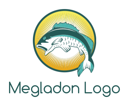 restaurant logo icon abstract fish inside circle
