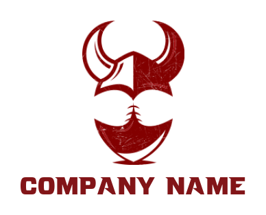 sports logo abstract football and viking helmet
