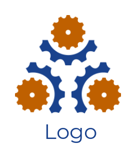 make an engineering logo abstract gears in shape of triangle 