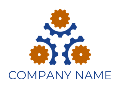 make an engineering logo abstract gears in shape of triangle 