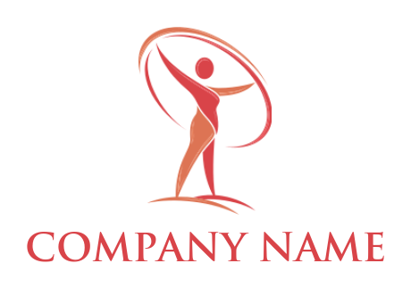  fitness logo of abstract girl with hula hoop