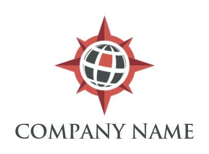 logistics logo icon abstract globe inside the compass - logodesign.net